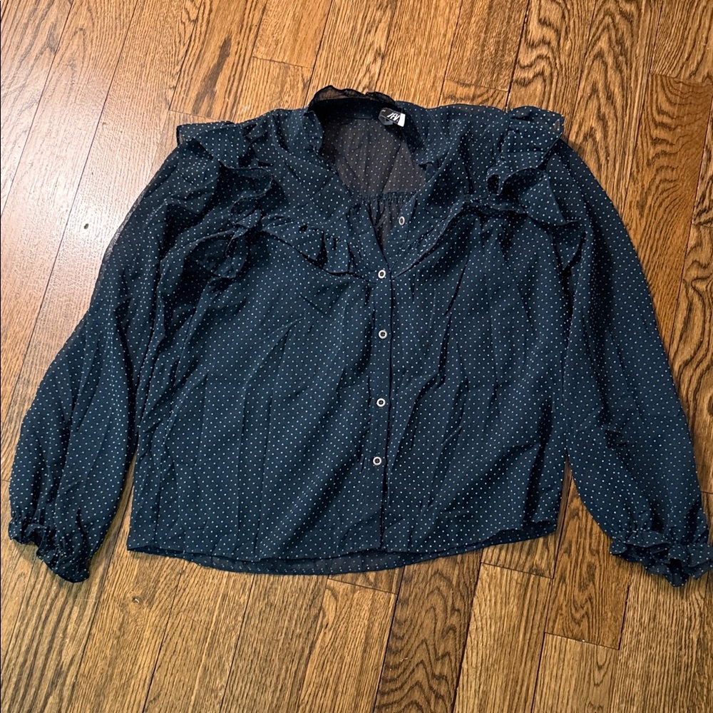 Zara Dark Green See Through Layering Blouse Size Medium EUC